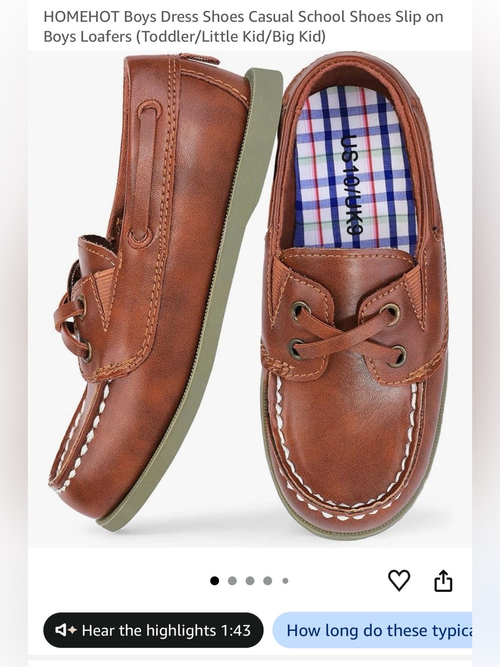 Toddler Boys Brown Dress Shoes - Slip On Loafers. Size 7